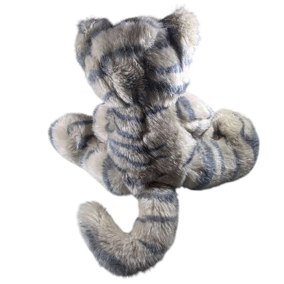 First & Main Kit Kat Plush Stuffed Cat 10" Gray & Cream Striped Polyester Toy - Picture 2 of 7
